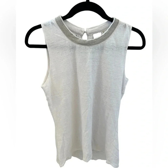 NWT Ecru Embellished Tank Top - Picture 1 of 5